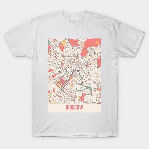 Moscow - Russia Chalk City Map T-Shirt by tienstencil